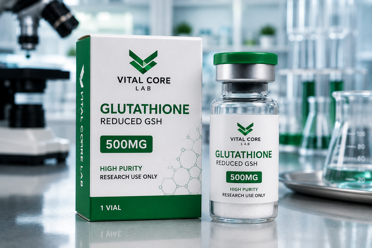 Glutathione Reduced GSH high purity research vial from Vital Core Lab