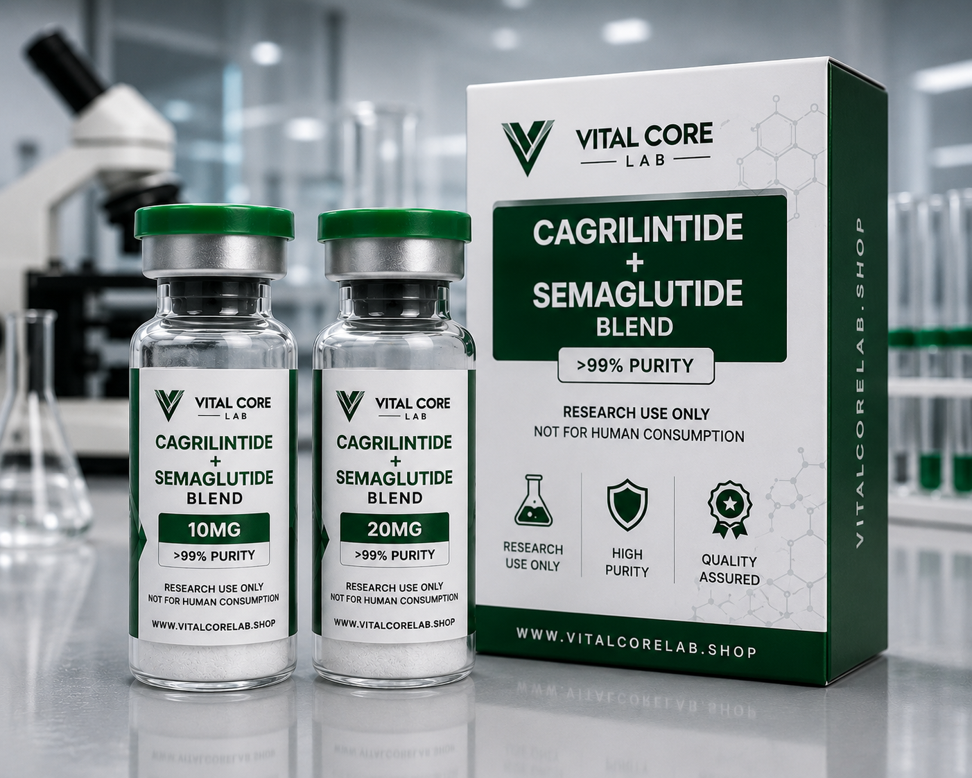 Cagrilintide and Semaglutide Blend 10mg and 20mg peptide research vials