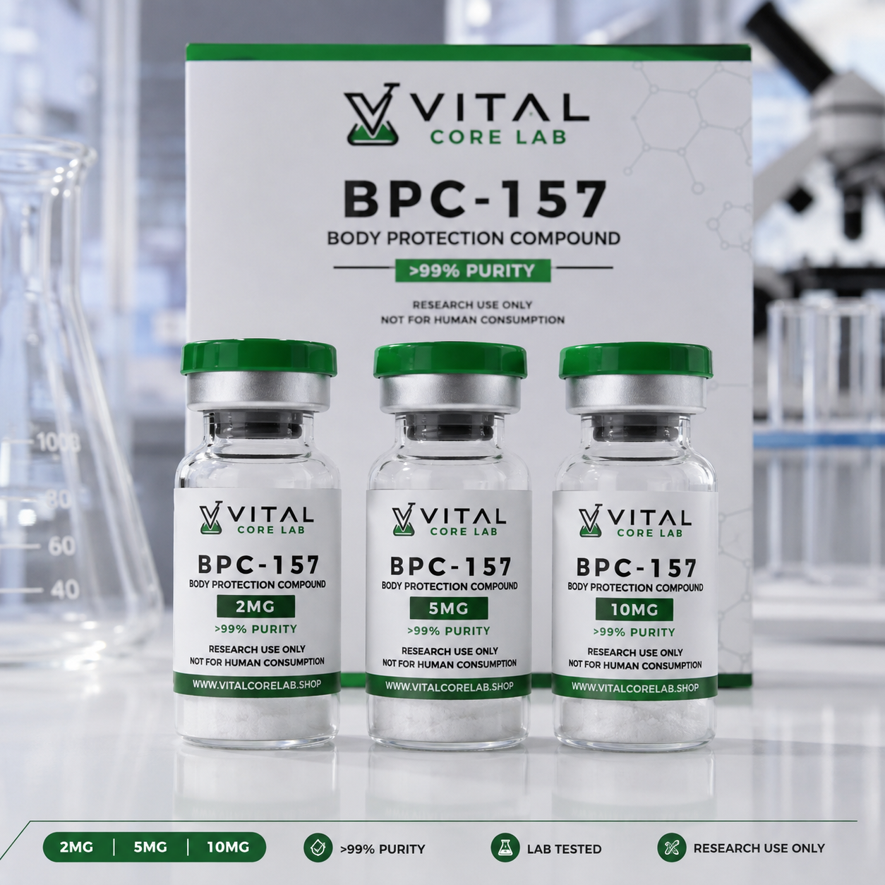 BPC-157 2mg 5mg 10mg high purity peptide research vials