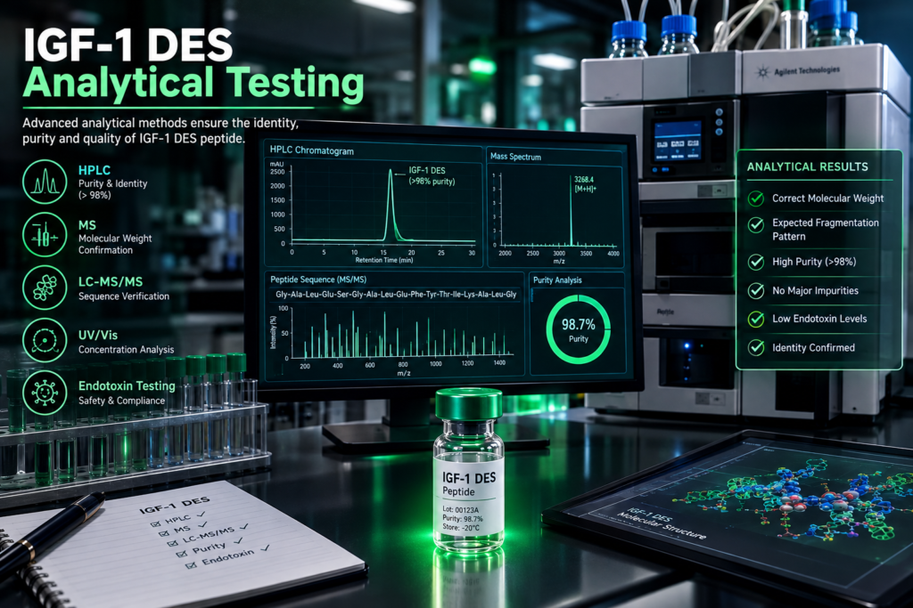 IGF-1 DES Peptide >99% purity analytical quality testing
