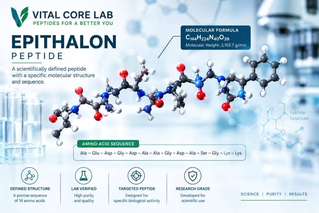 Epithalon Peptide molecular structure and cellular aging research