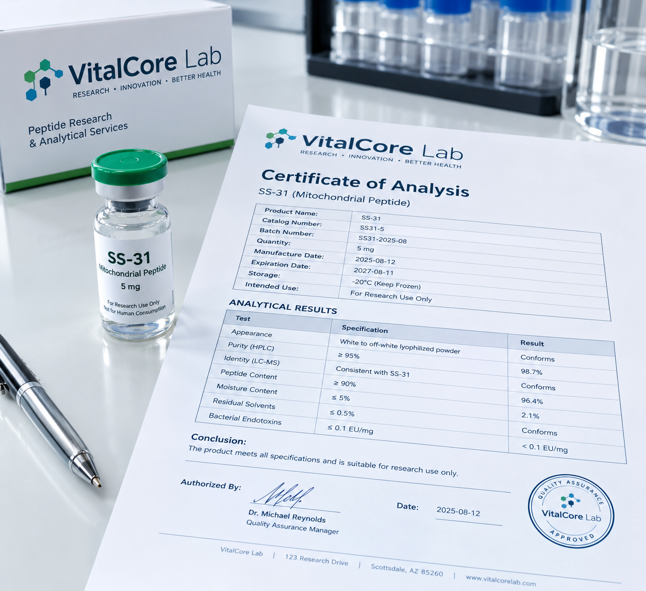 SS-31 mitochondrial peptide purity and research documentation